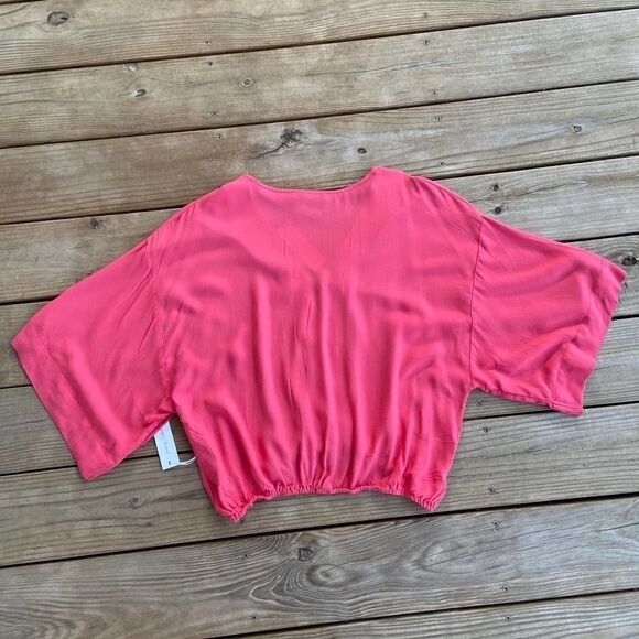 NEW Young Fabulous & Broke Coral Tia Wrap Blouse - Picture 2 of 5